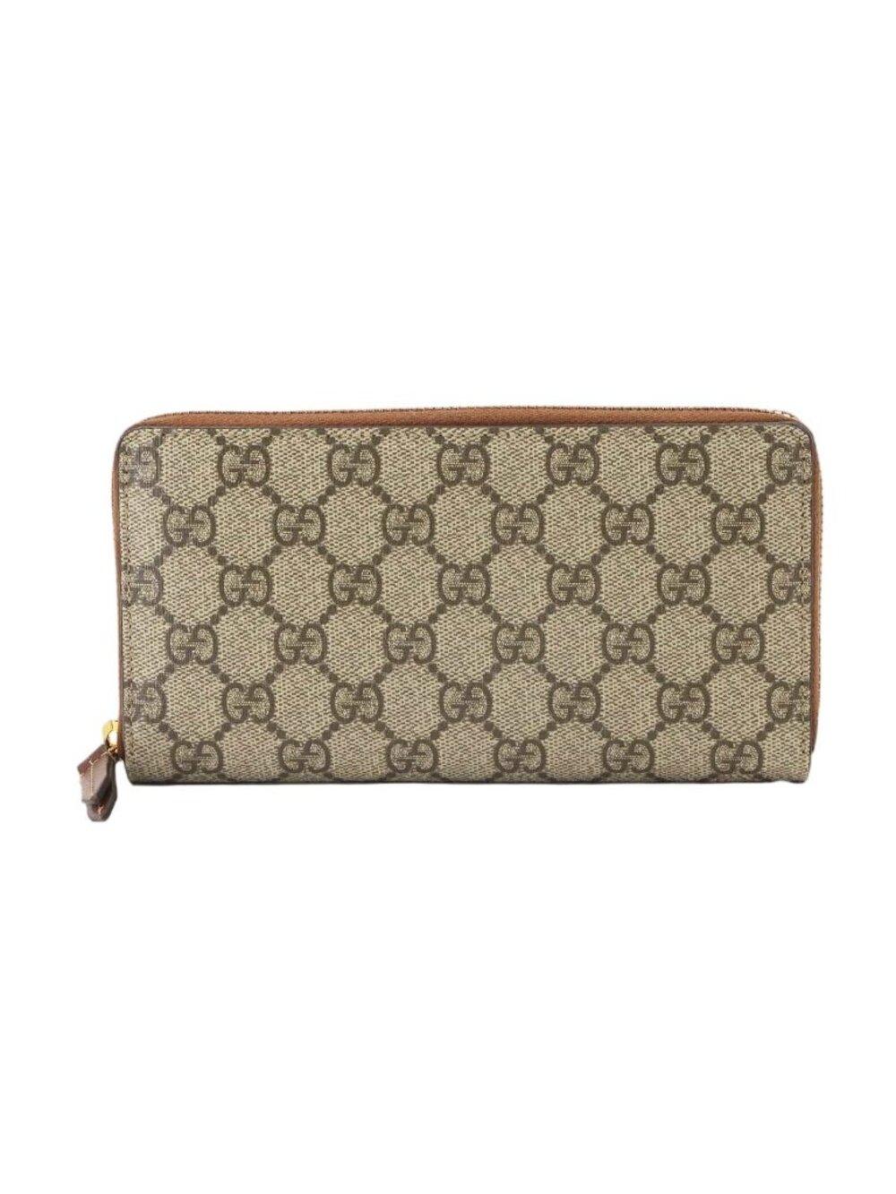Gucci GG Supreme Zip Around Wallet Leather Beige Brown